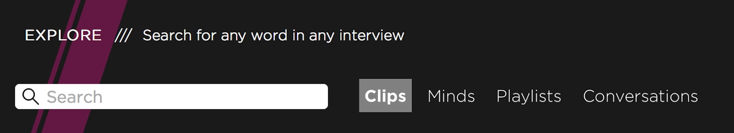 Navigation featuring links to Clips, Minds, Playlists, and Conversations.