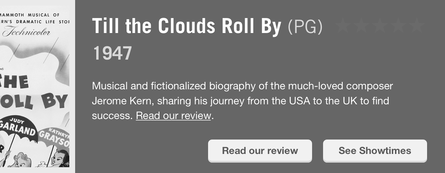 The same film review banner in greyscale makes the stars indistinguishable from the background.