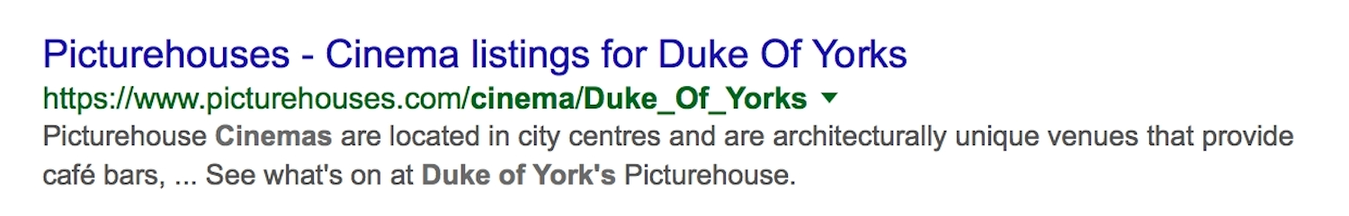Googleâs listing for Duke of Yorks cinema.