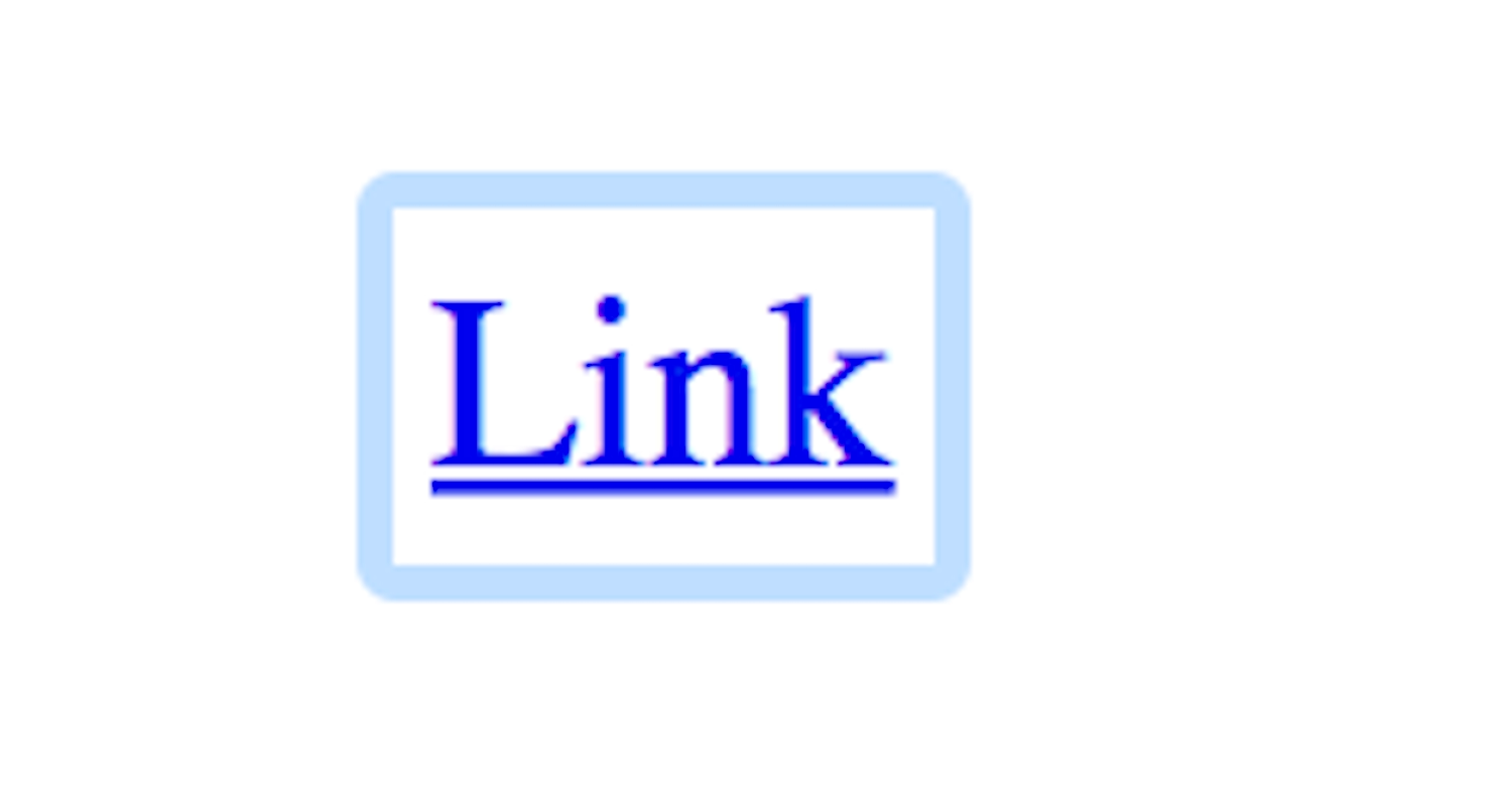 Blue link text with an underline surrounded by a few pixels of padding and a chunky light blue solid border.